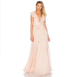 Jill Jill Stuart V Neck Ruffle Gown Blush Pink